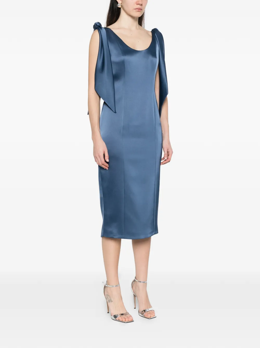  Fely Campo Vestido Midi Drapeado - Azul 