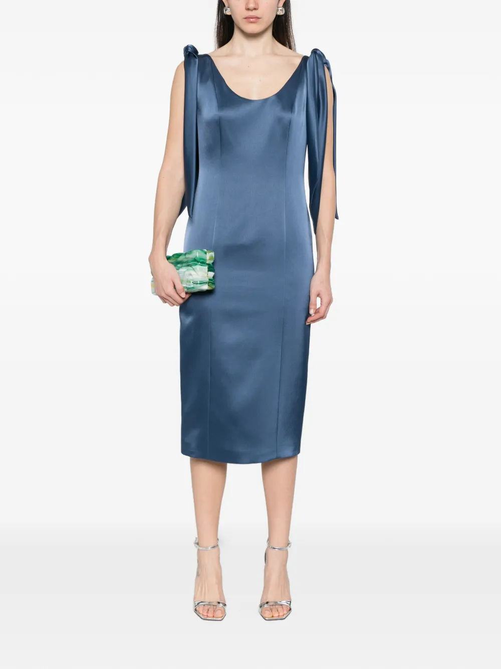  Fely Campo Vestido Midi Drapeado - Azul 