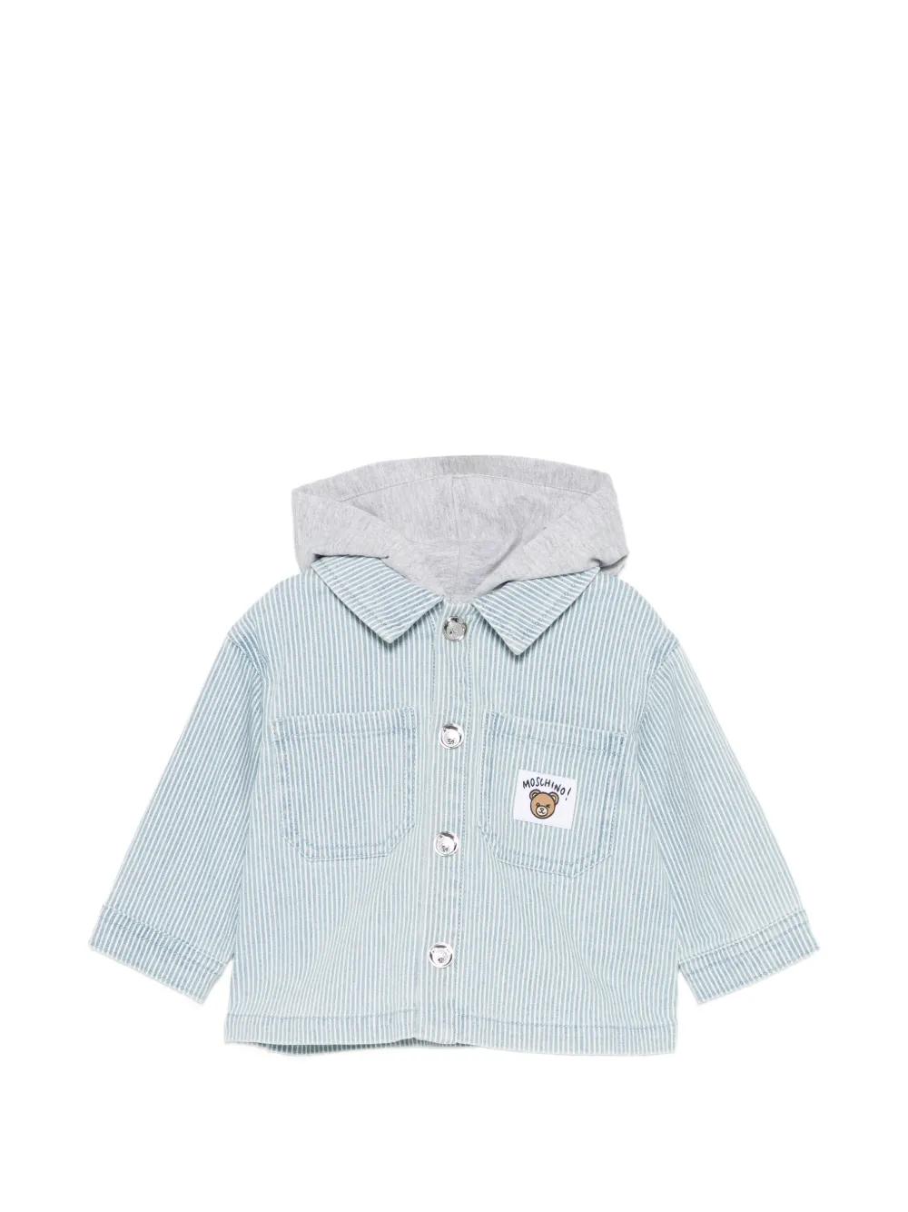 Moschino Kids hooded striped jacket - Blu