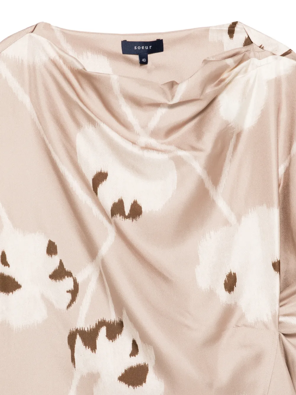  Soeur Fedora Floral Draped Blouse - Neutrals 