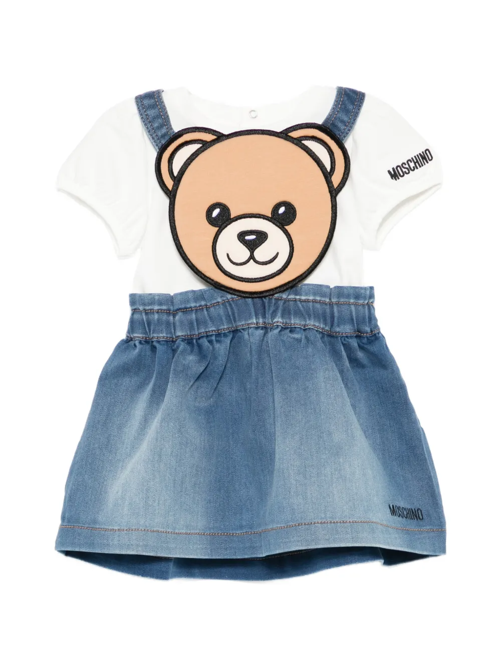 Moschino Kids blue denim skirt set