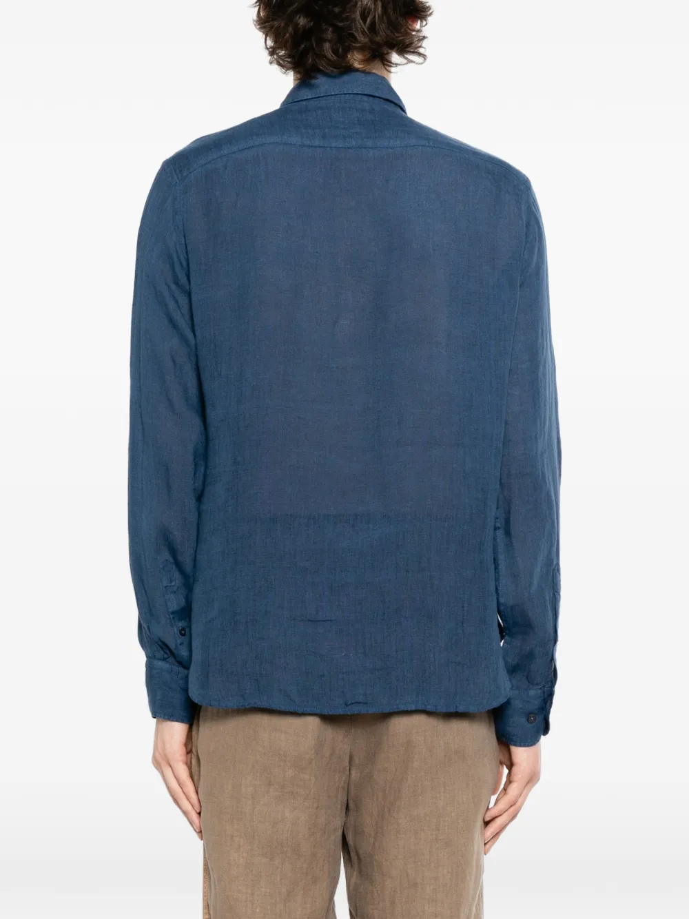 120% Lino Button-up overhemd Blauw