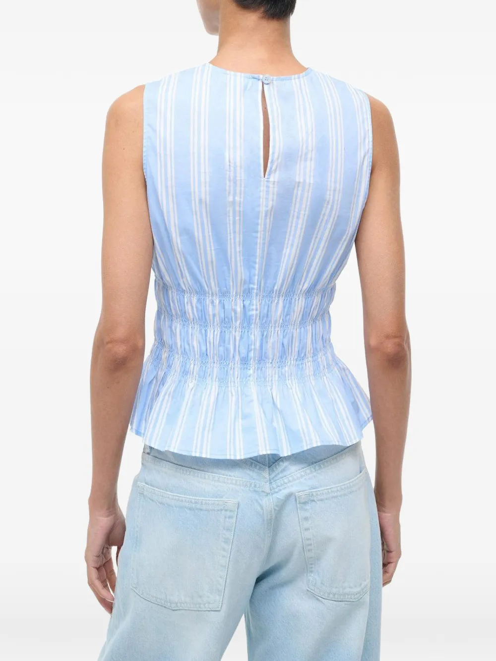  Staud Culver Striped-pattern Top - Blue 