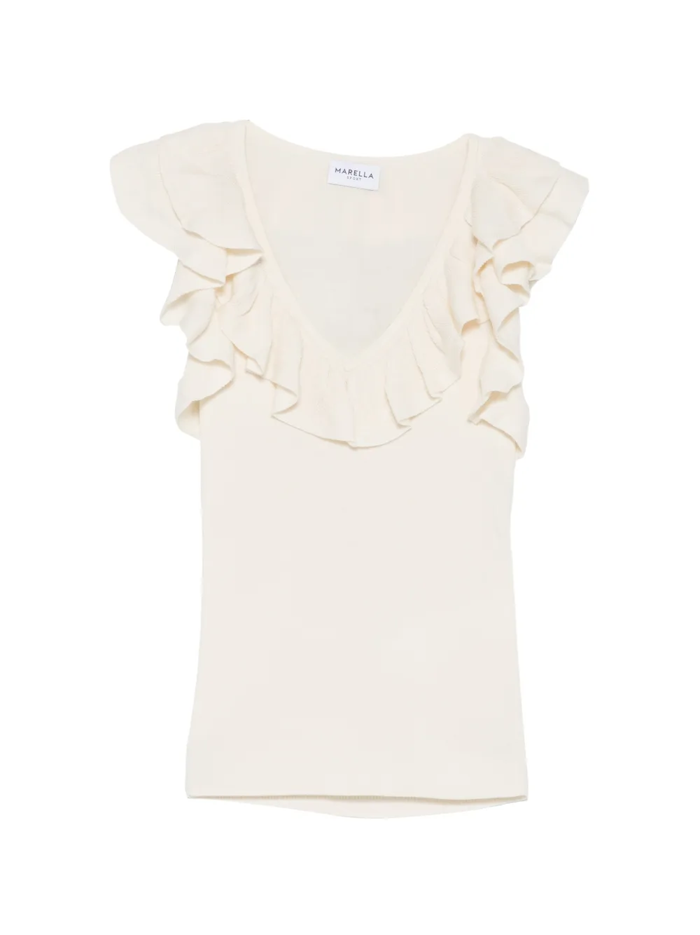 Marella Matassa ruffled V-neck top - Toni neutri