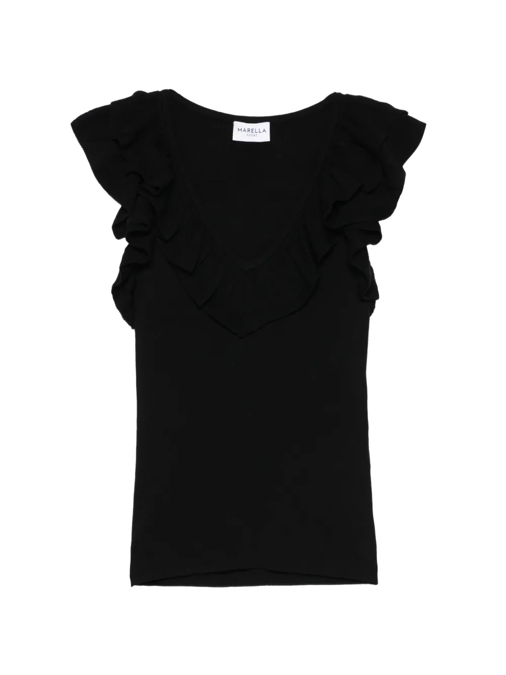 Marella Matassa ruffled V-neck top - Schwarz