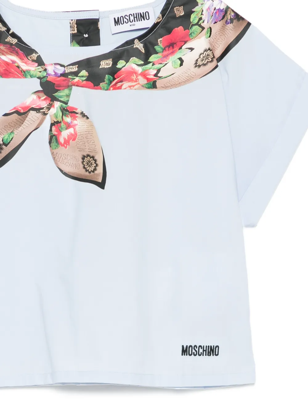 Moschino Kids T-shirt met sjaalprint Blauw