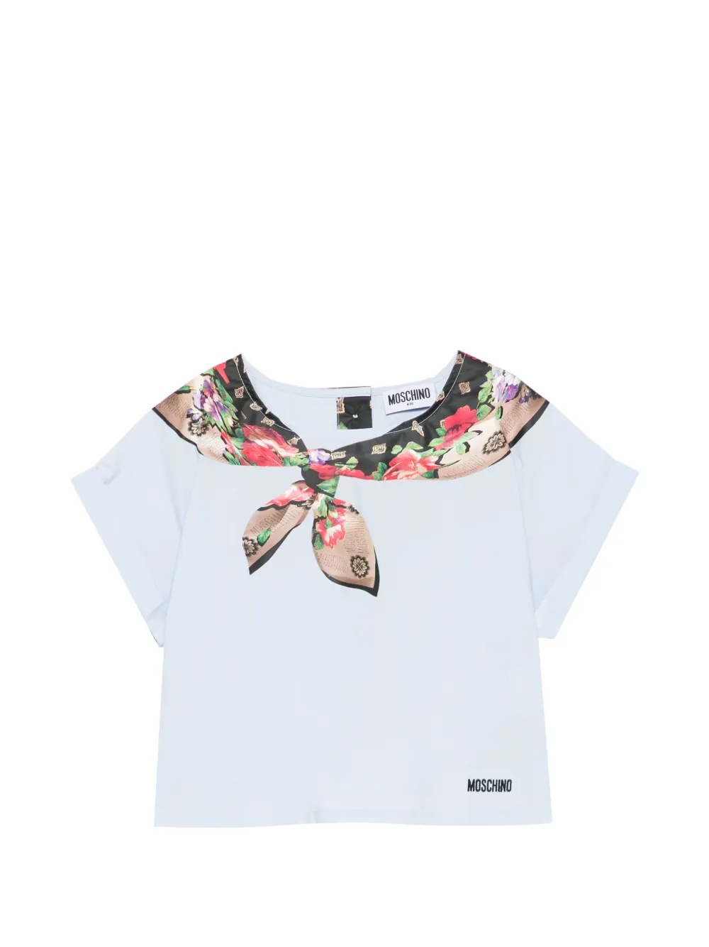 Moschino Kids scarf-print T-shirt - Blu