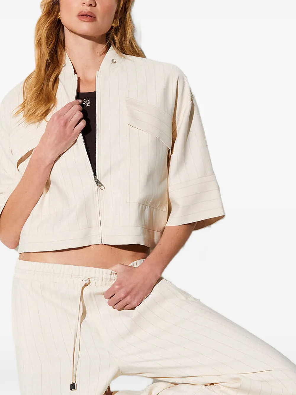 LIU JO Gestreept verfraaid jack Beige