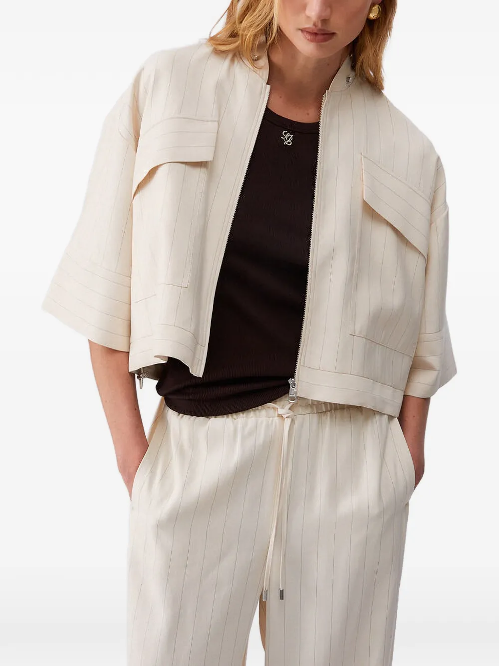 LIU JO Gestreept verfraaid jack Beige