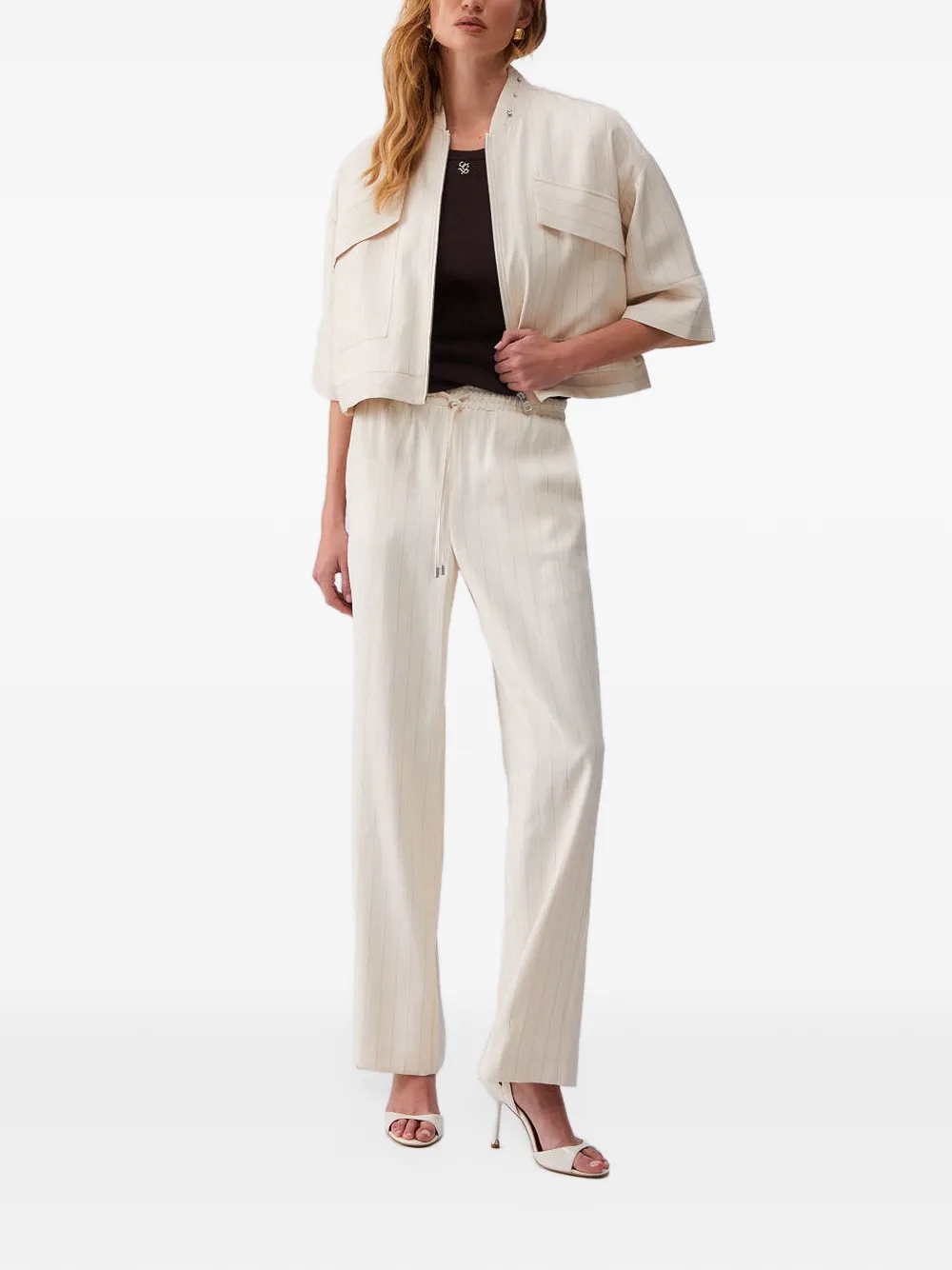 LIU JO Gestreept verfraaid jack Beige