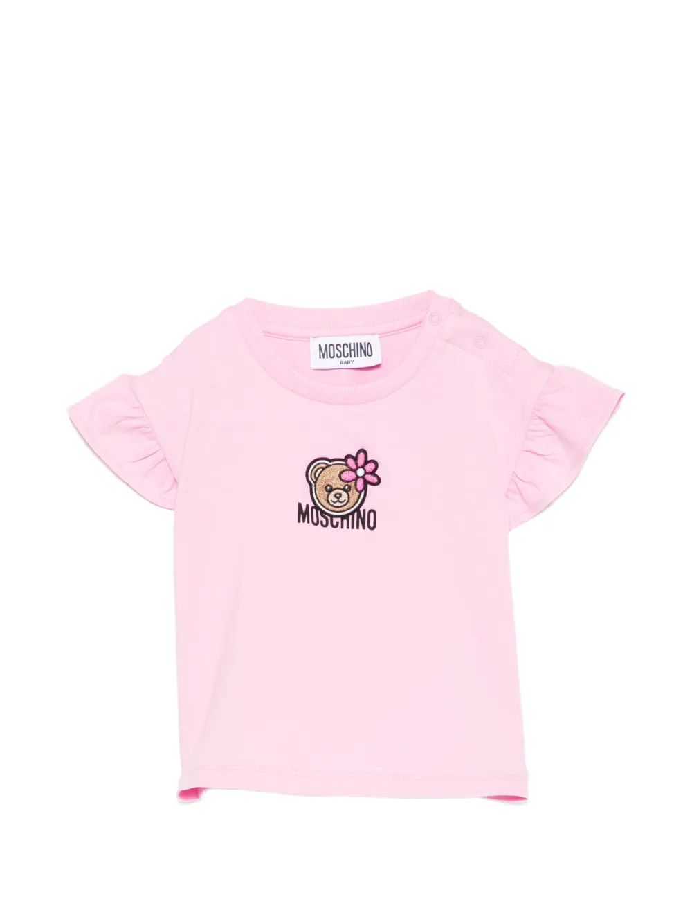 Moschino Kids ruffled graphic T-shirt - Rosa
