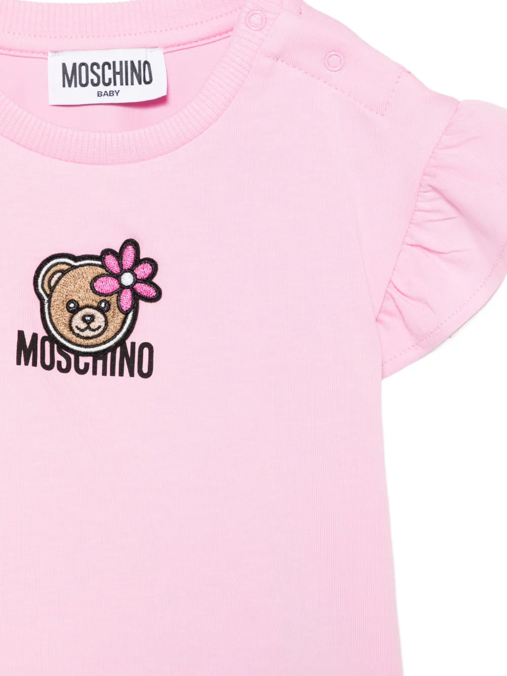 Moschino Kids T-shirt met ruches en grafische print Roze