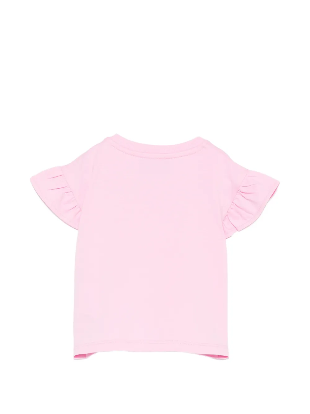 Moschino Kids T-shirt met ruches en grafische print Roze