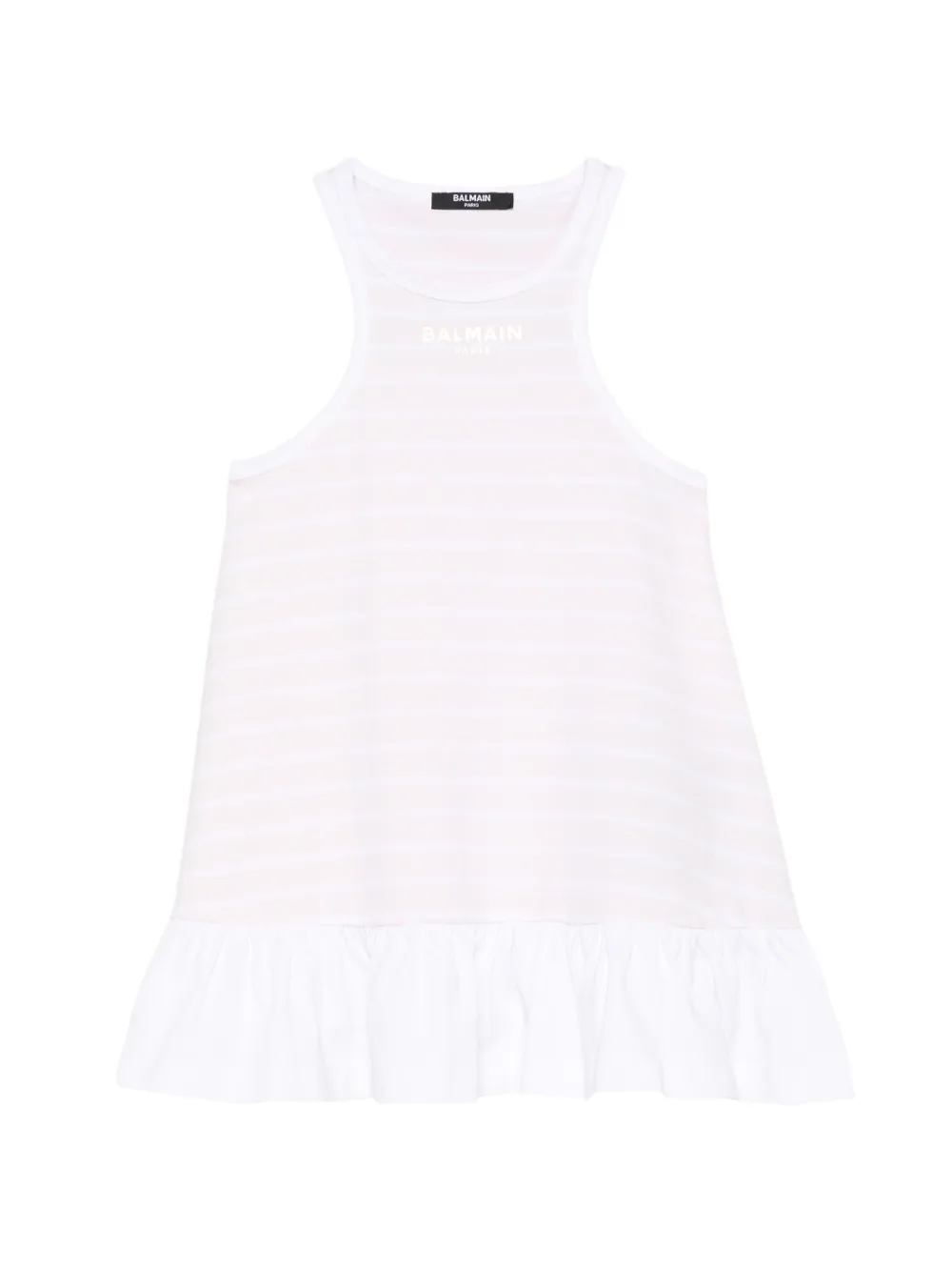 Balmain Kids striped ruffled dress - Pink