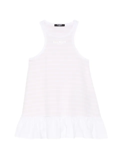 Balmain Kids striped ruffled dress