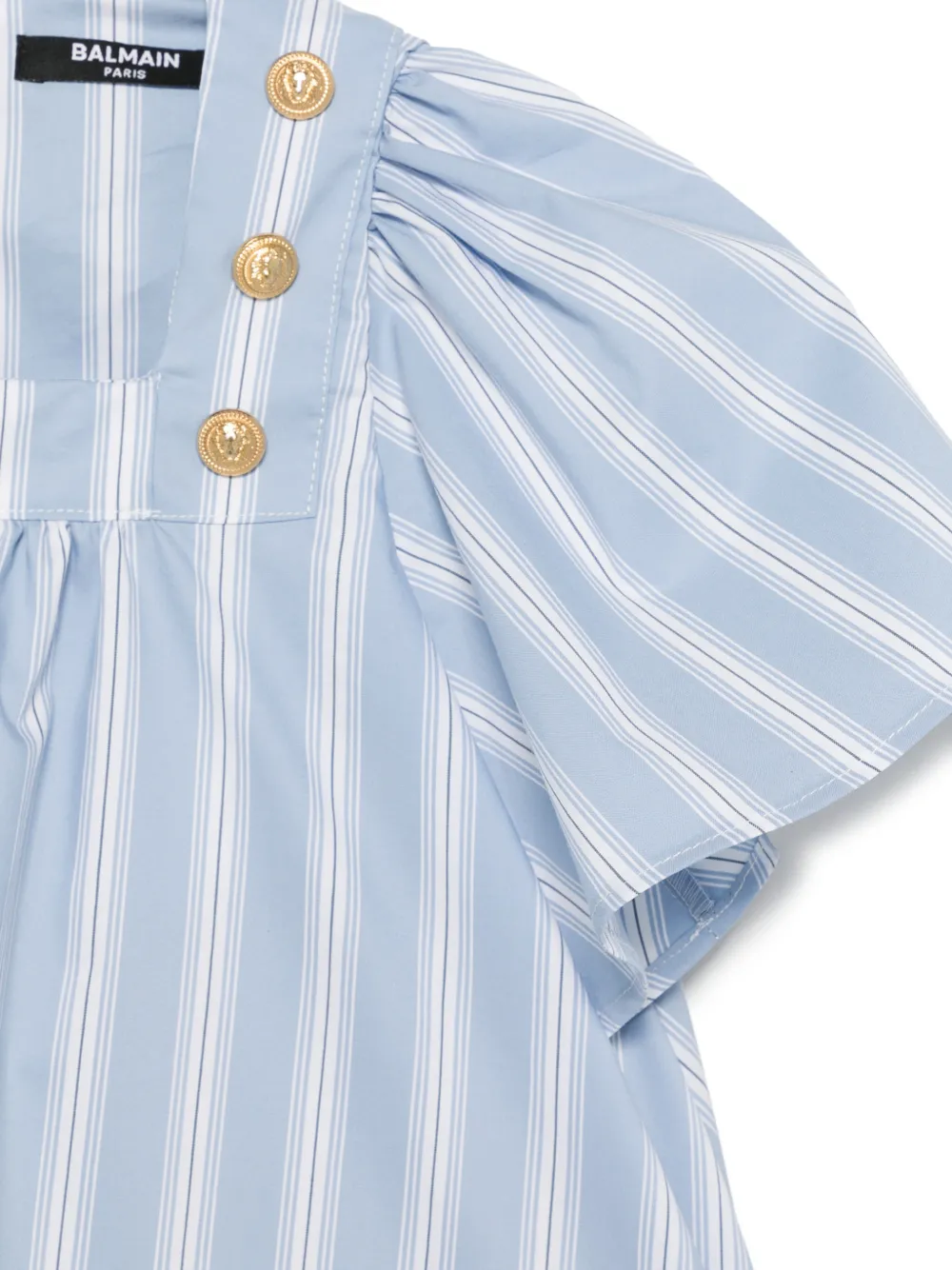 Balmain Kids Gestreepte jurk met knopen Blauw