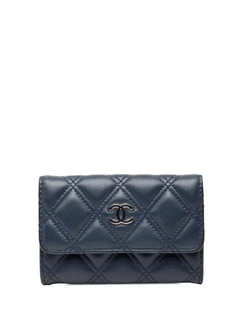 CHANEL Pre-Owned 2014-2015 CC Double Stitch Lambskin Flap card holder