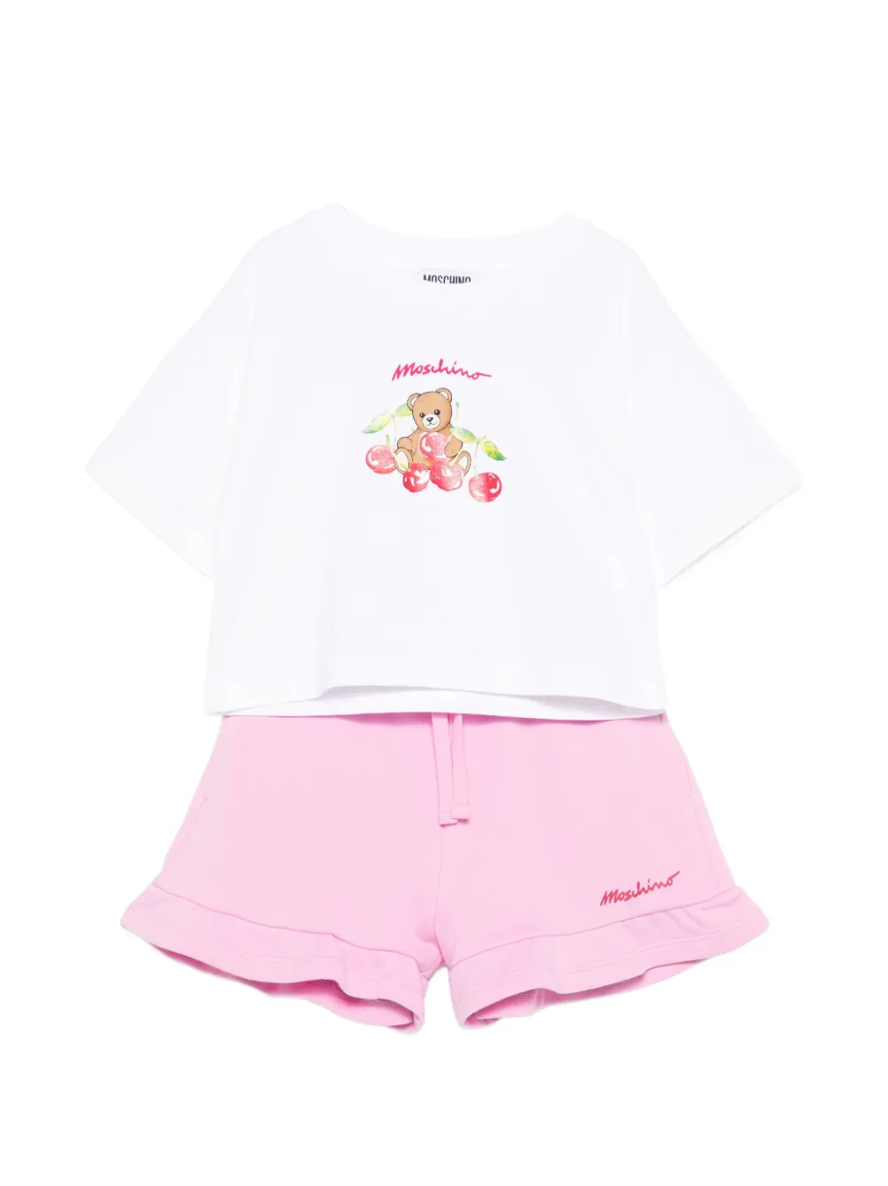 Moschino Kids bear graphic short set (set of two) - White