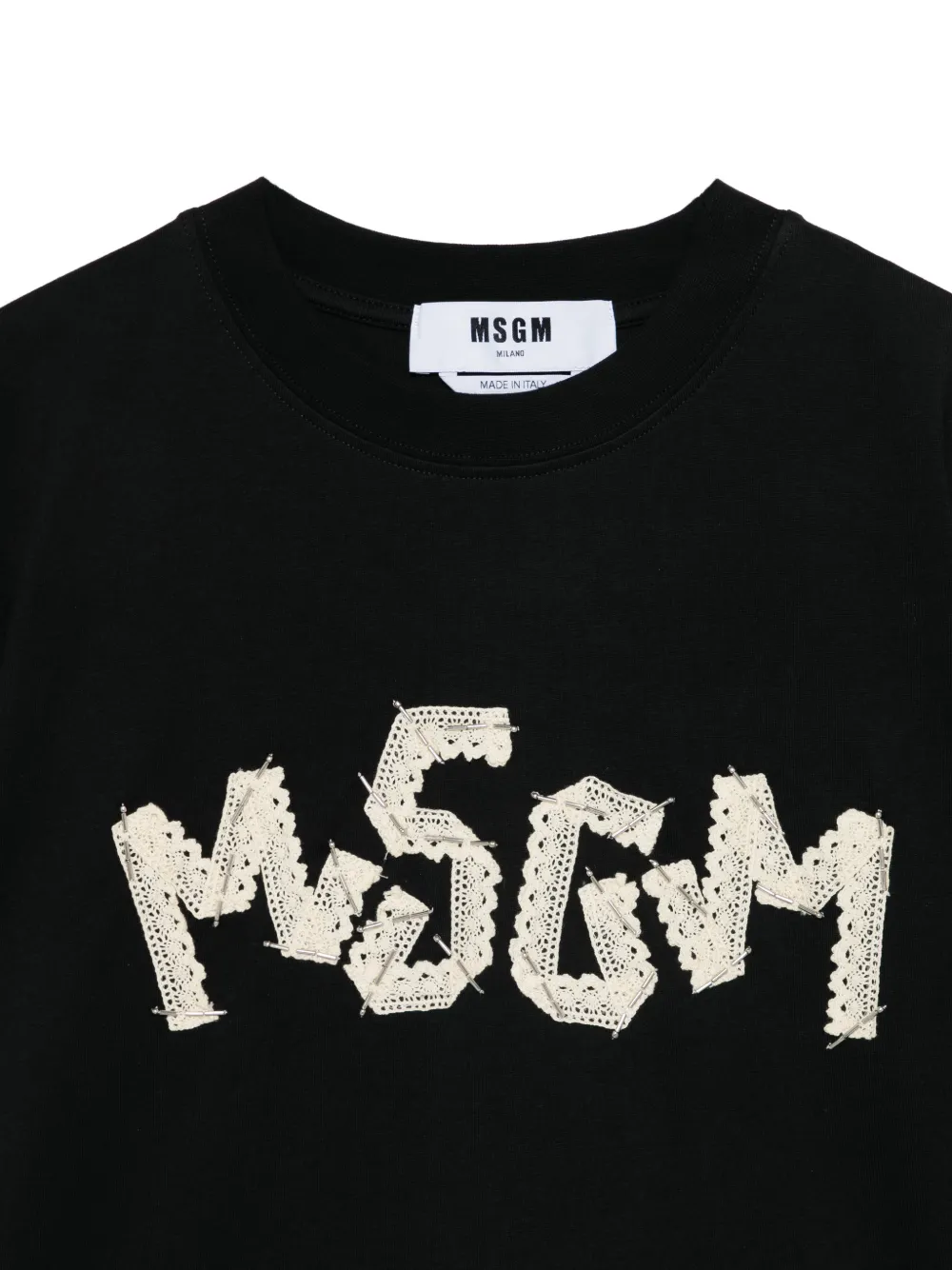  Msgm Lace Logo T-shirt - Black 