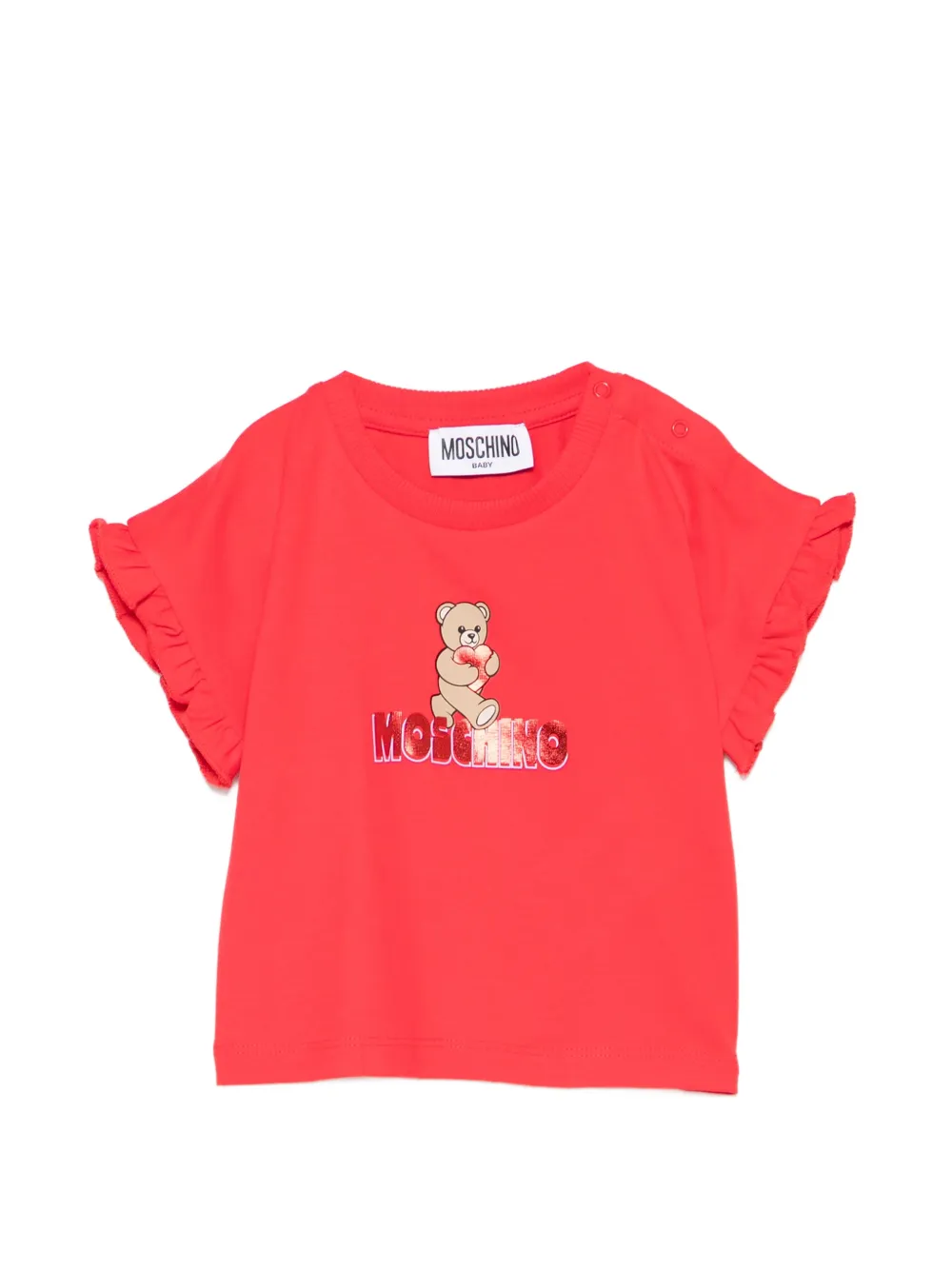 Moschino Kids ruffled graphic-print T-shirt - Rosso