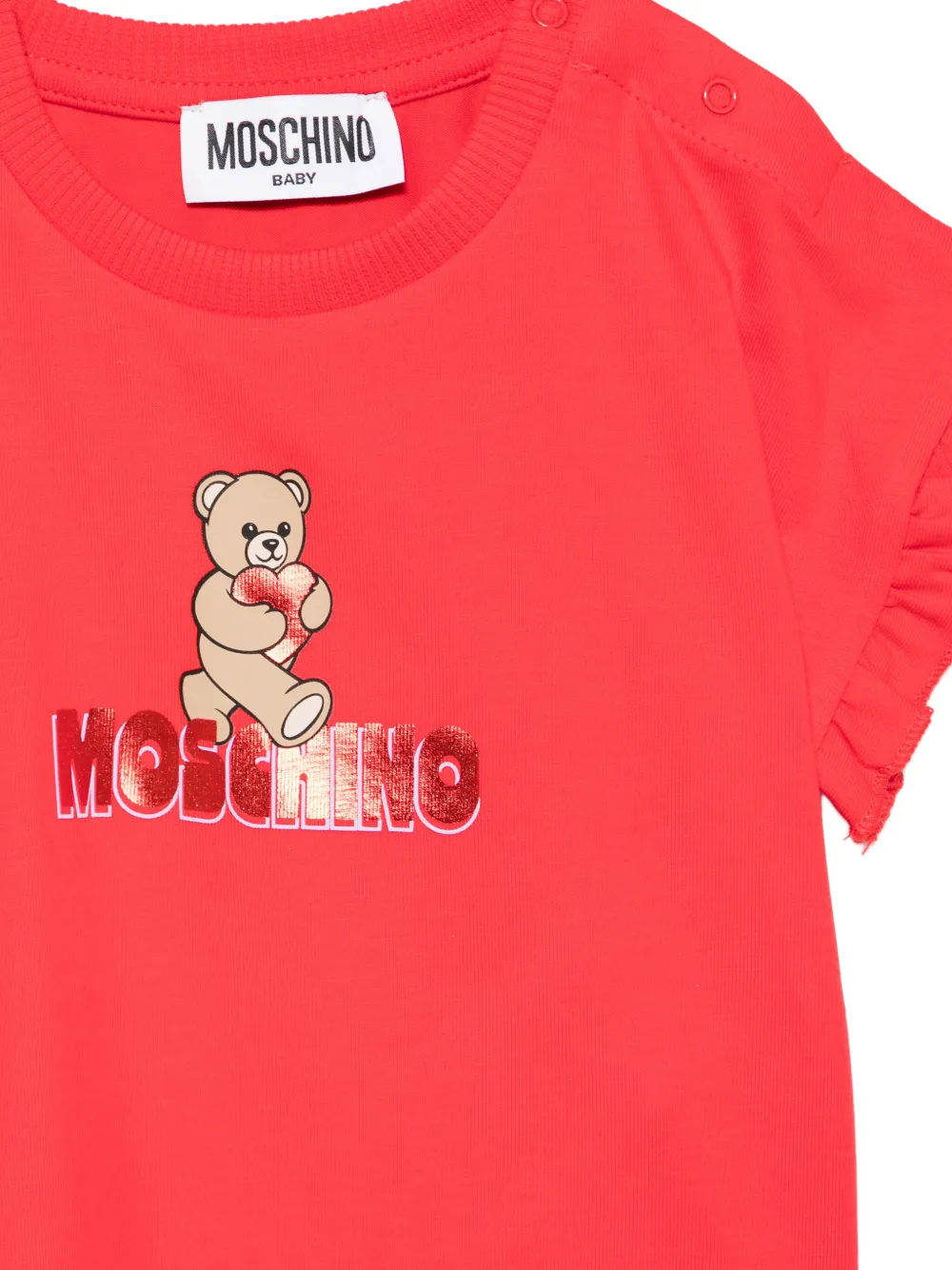 Moschino Kids T-shirt met grafische print en ruches Rood