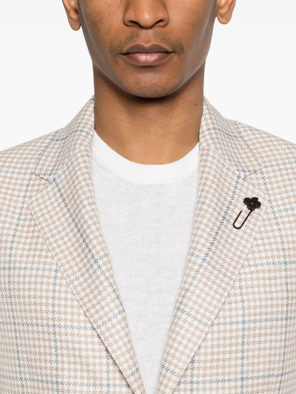 Lardini Geruite blazer met enkele rij knopen Beige