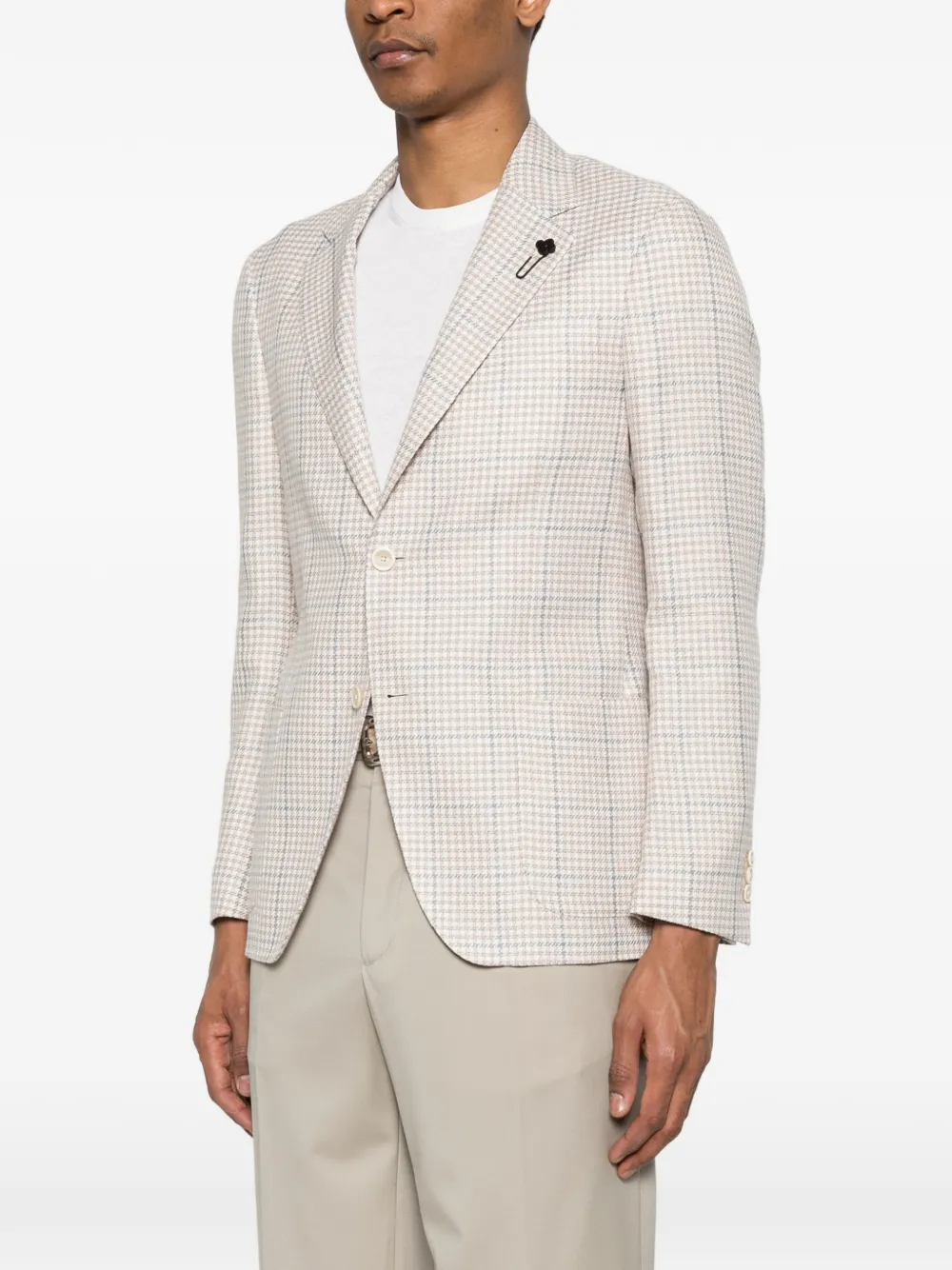 Lardini Geruite blazer met enkele rij knopen Beige