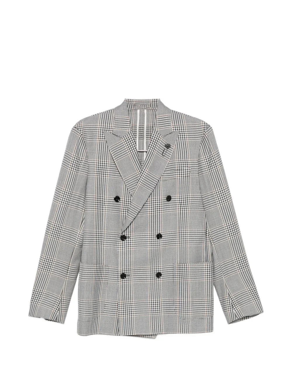 Lardini double-breasted checked blazer - Brown