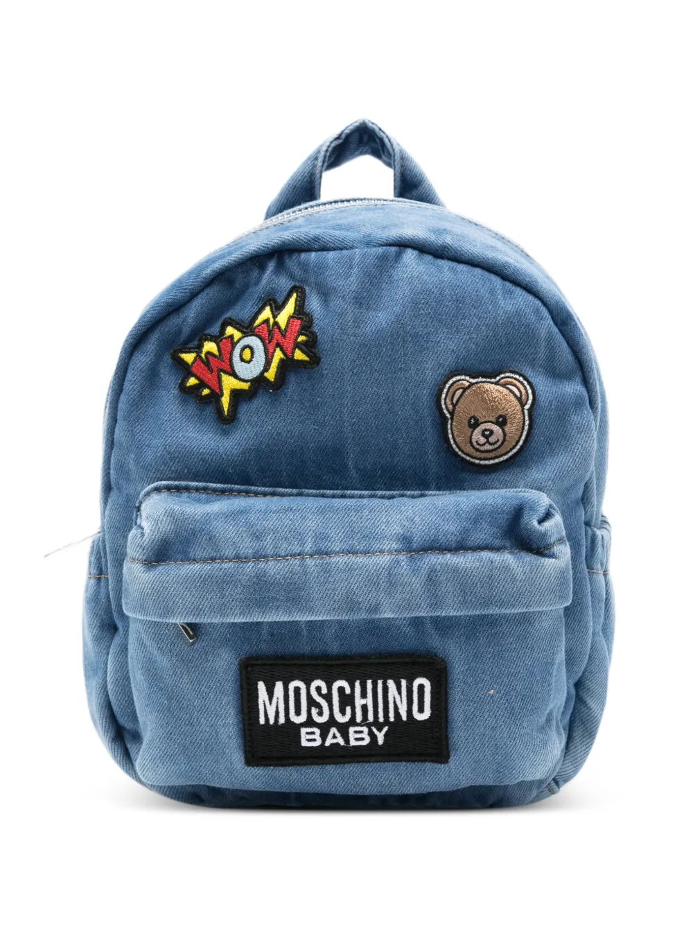 Moschino Kids logo-patch backpack - Blu