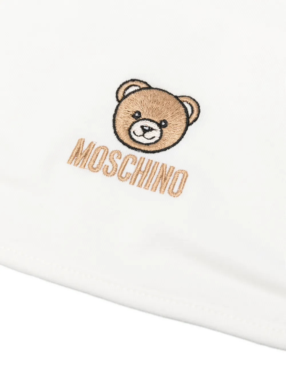 Moschino Kids Slabbetje en muts met geborduurd logo Wit