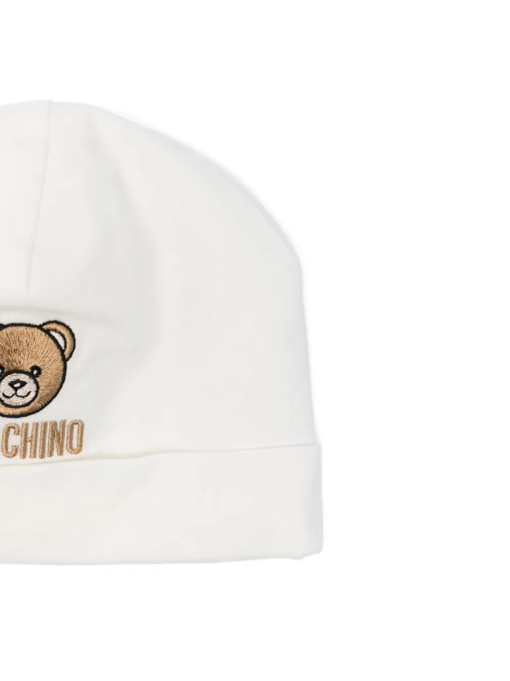 Moschino Kids Slabbetje en muts met geborduurd logo Wit