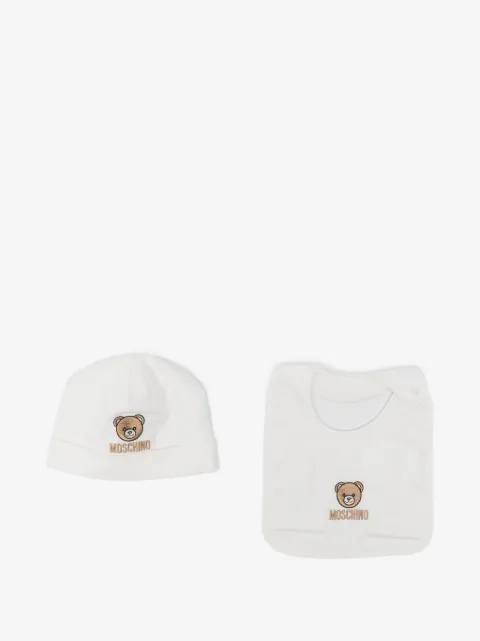 Moschino Kids embroidered-logo bib and hat set