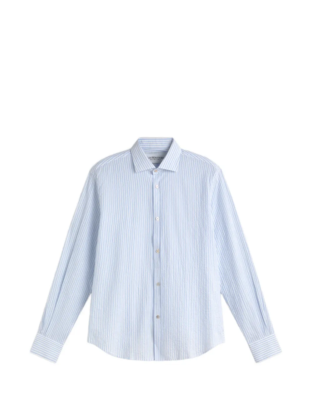 LES HÉRITIERS Serrsucker stripe-pattern shirt - Blu
