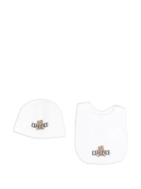 Moschino Kids lot bavoir-bonnet à logo imprimé