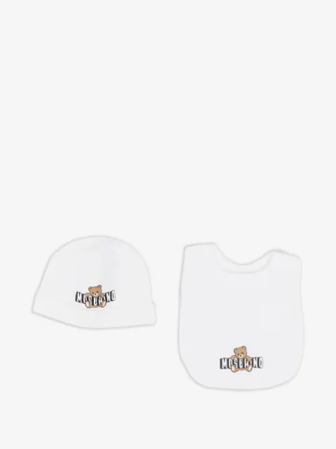 Moschino Kids logo-print bib and hat set