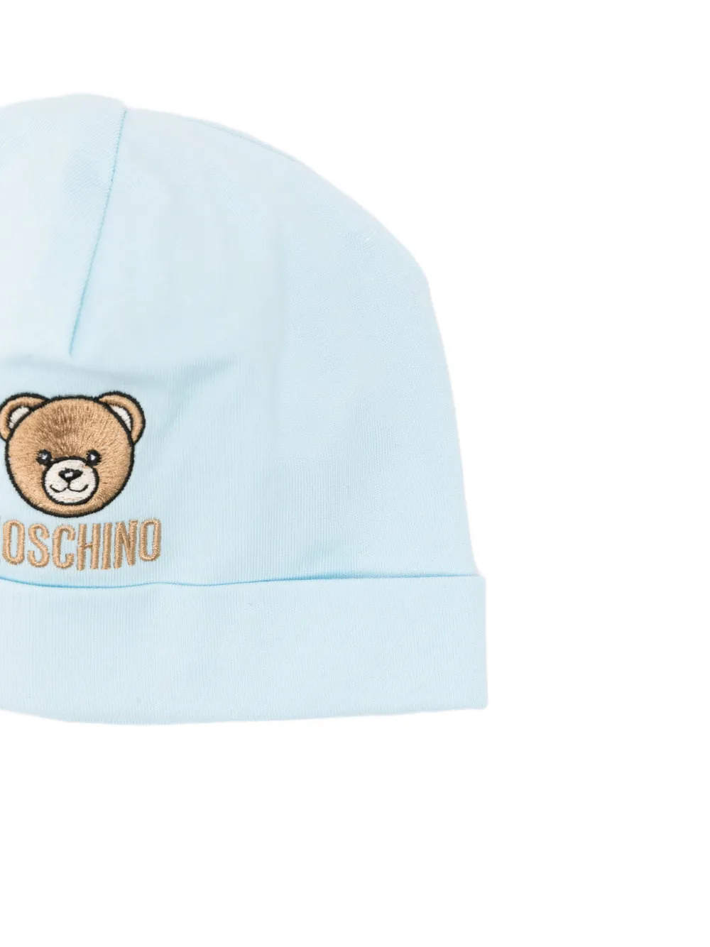 Moschino Kids Slabbetje en muts met geborduurd logo Blauw