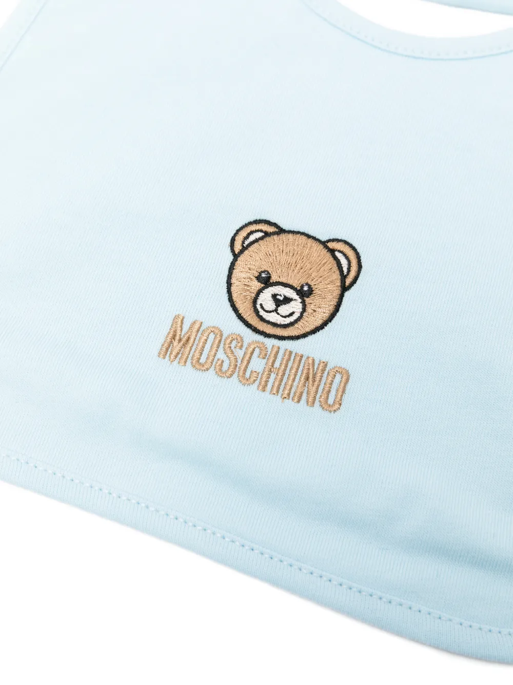 Moschino Kids Slabbetje en muts met geborduurd logo Blauw