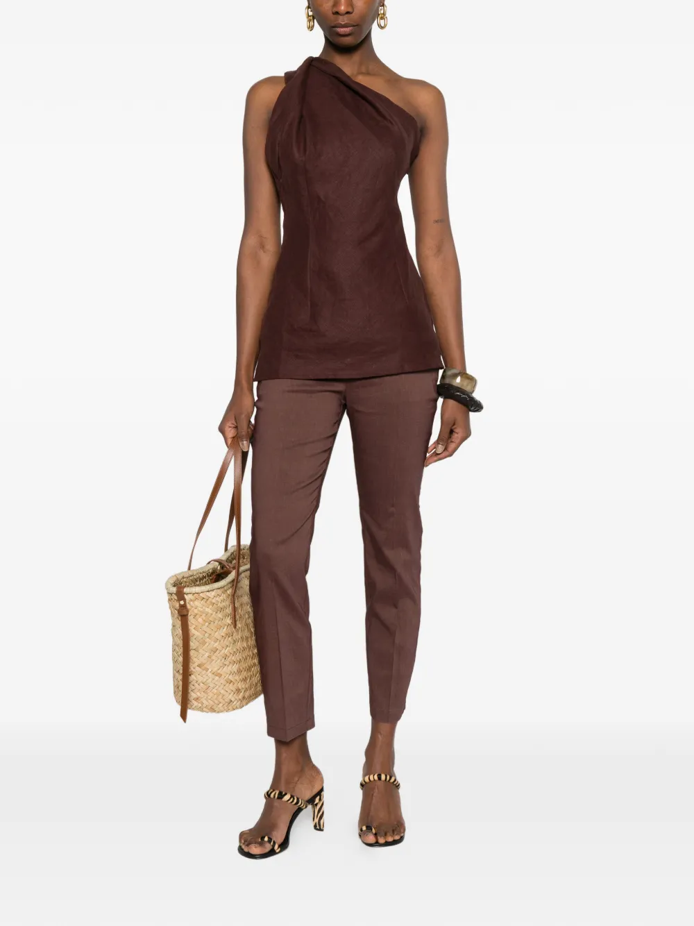PINKO Broek met riemlussen Bruin