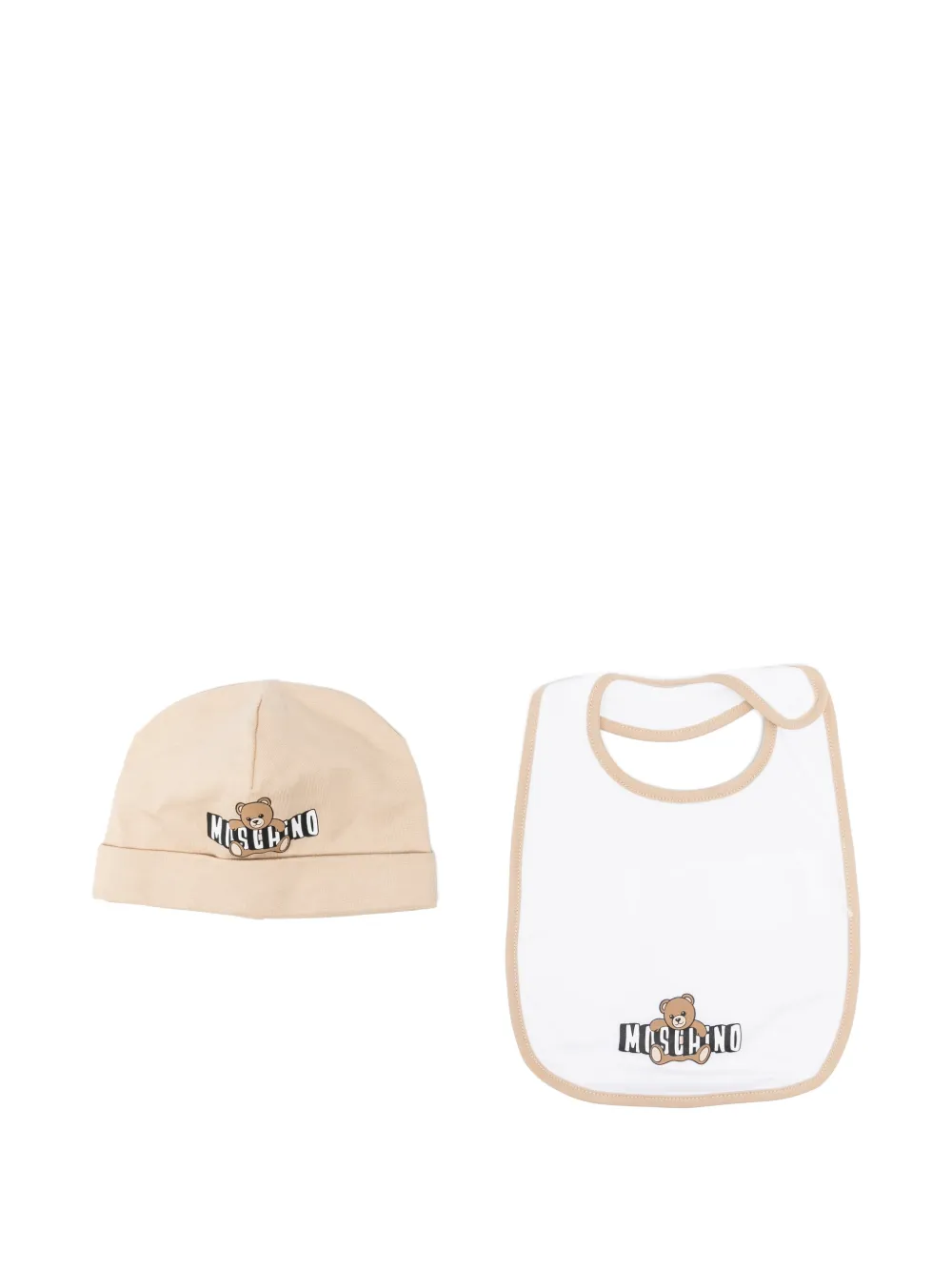 Moschino Kids logo-print bib and hat set - Toni neutri
