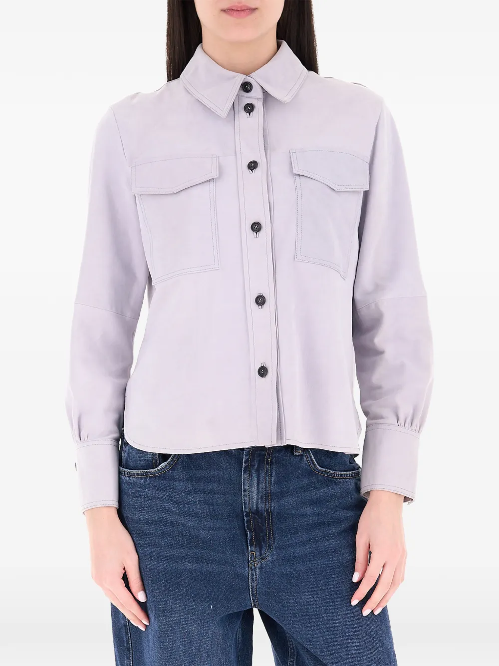 Marella flap-pocket button-up jacket - Viola