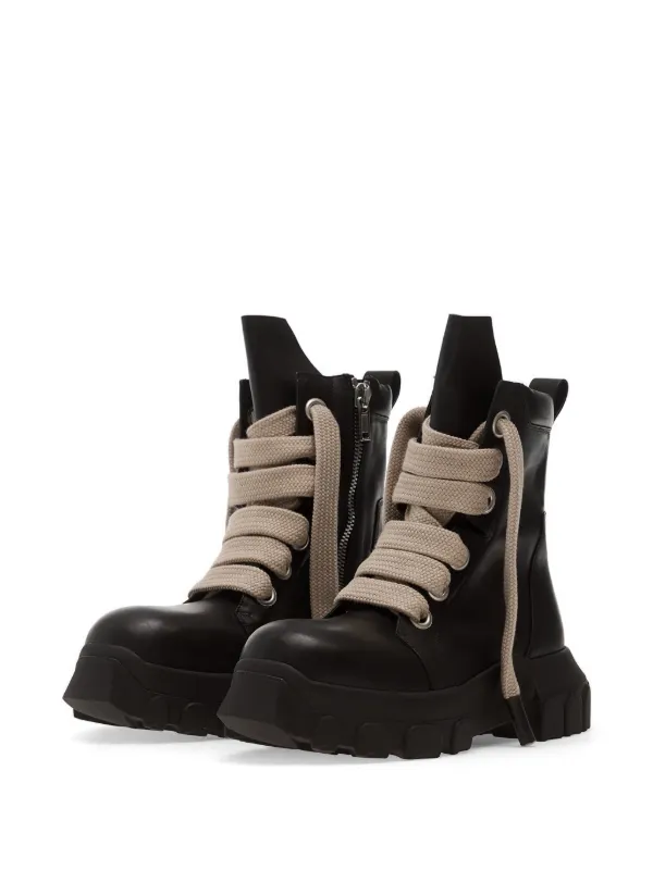 Rick Owens レザー コンバットブーツ | ブラック | FARFETCH JP
