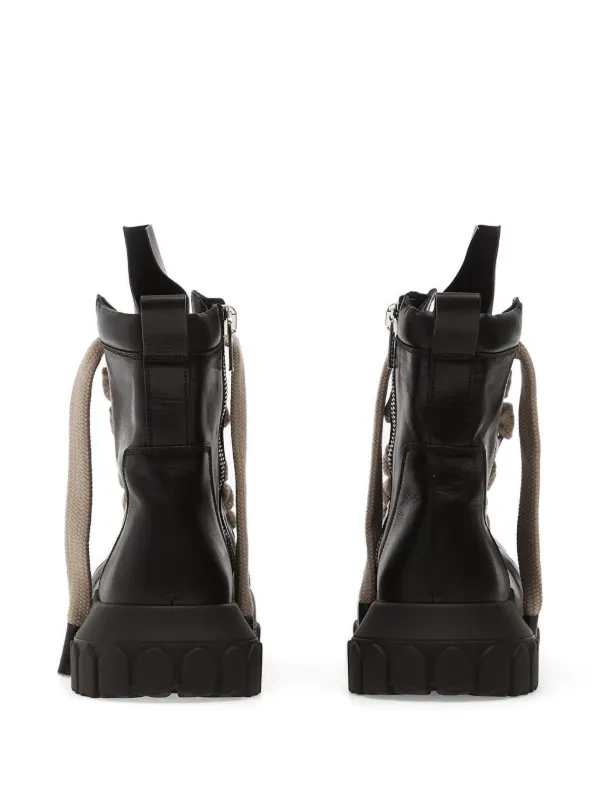 Rick Owens Leather Combat Boots | Black | FARFETCH RO