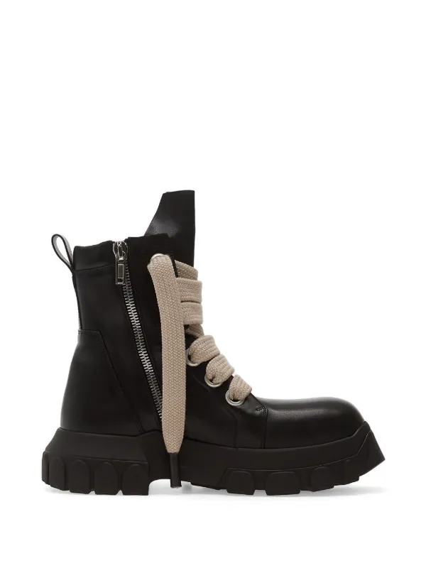 Rick Owens レザー コンバットブーツ | ブラック | FARFETCH JP
