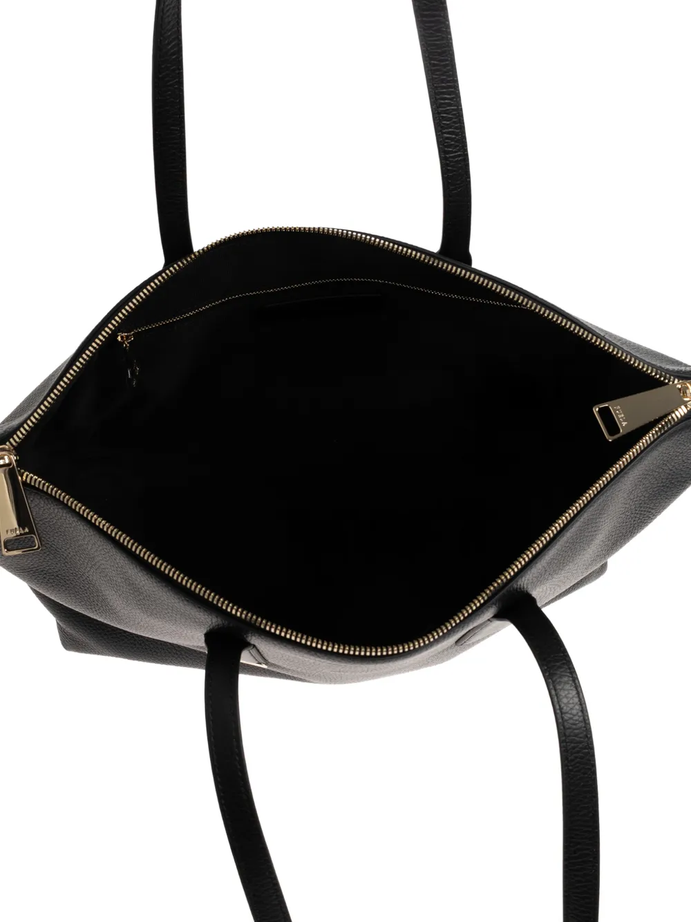 Furla Leren shopper met rits Zwart