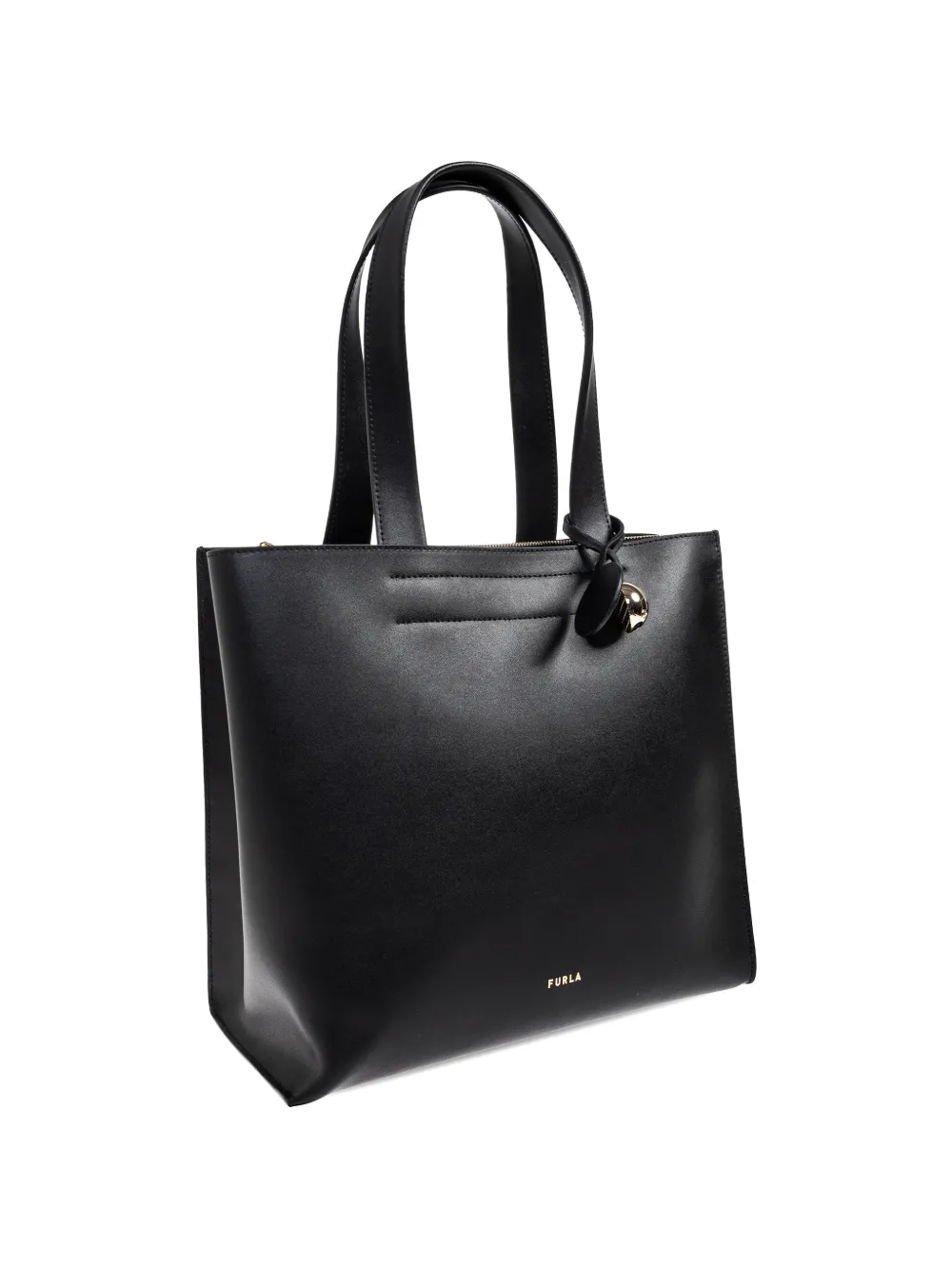 Furla Medium Divide leren shopper met handvat Zwart