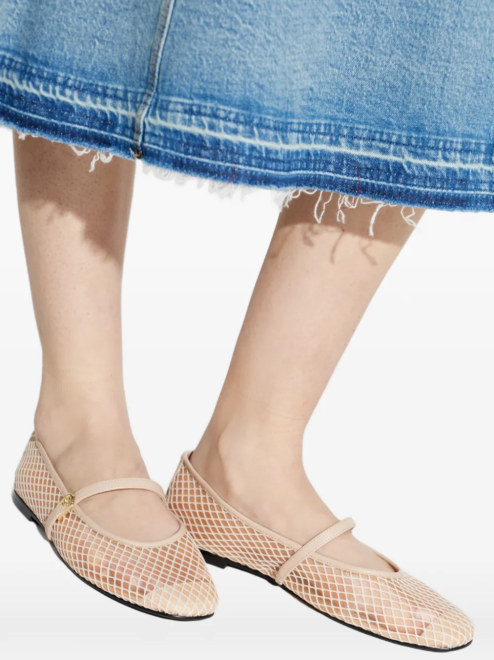 Furla Etoile mesh ballerina's Beige