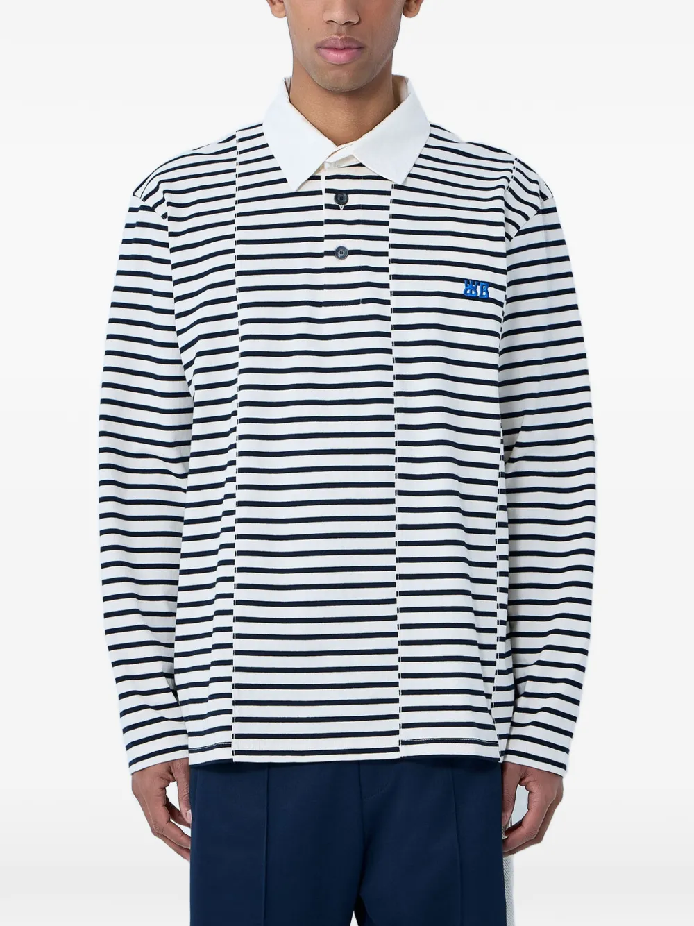 Wales Bonner striped long-sleeve polo shirt - Toni neutri