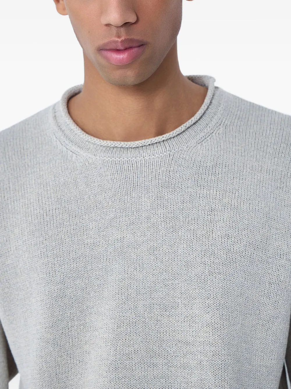 MOOS STUDIO Geribbelde sweater met ronde hals Grijs