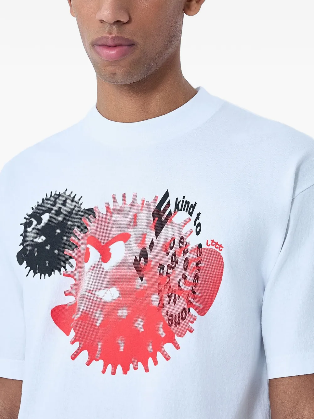 b.Eautiful T-shirt met vispatroon Wit