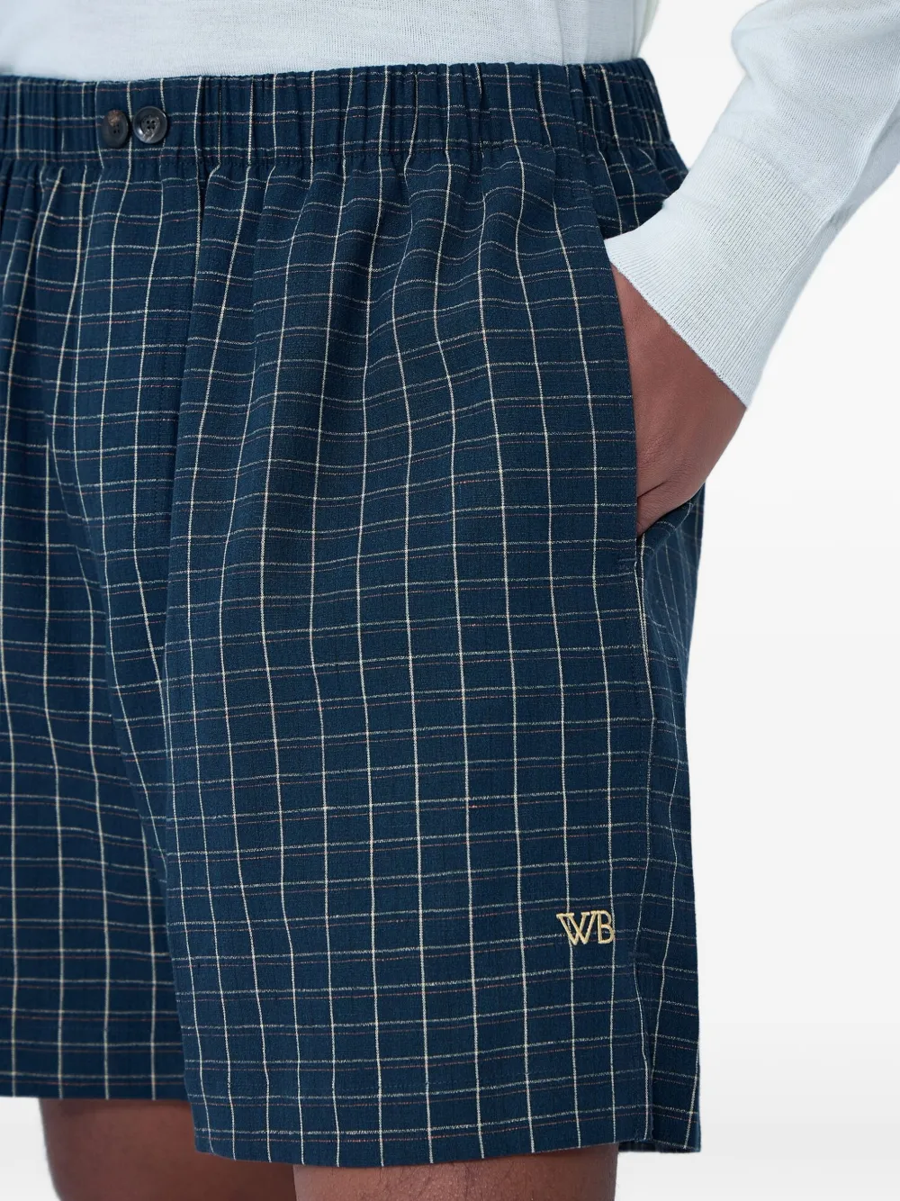 Wales Bonner Geruite shorts Blauw